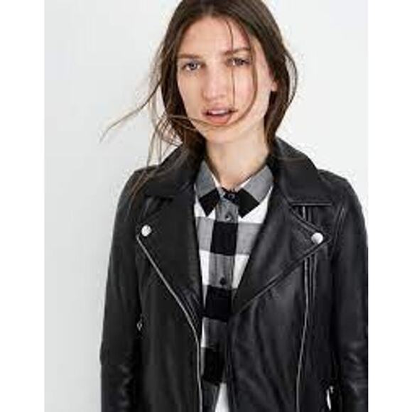 Madewell Ultimate Leather Motorcycle Jacket in True Black SZ XXS - Picture 5 of 14